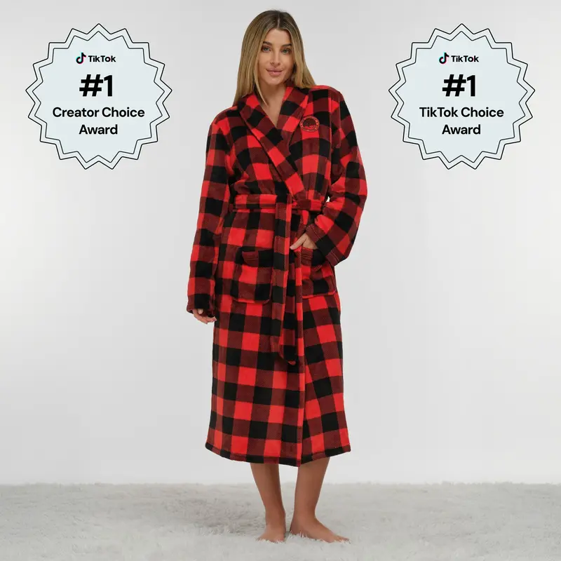 Comfrt | Dreamday Plush Robe | Ultra-Soft Unisex Plush Robe With Deep Pockets Flattering Fit Indulgent Robe