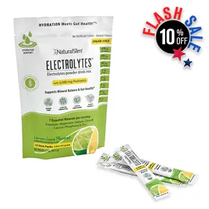 NaturalSlim Electrolytes™ Lemon-Lime Gut Health Vitamins Fitness Dietary Stick Supplement