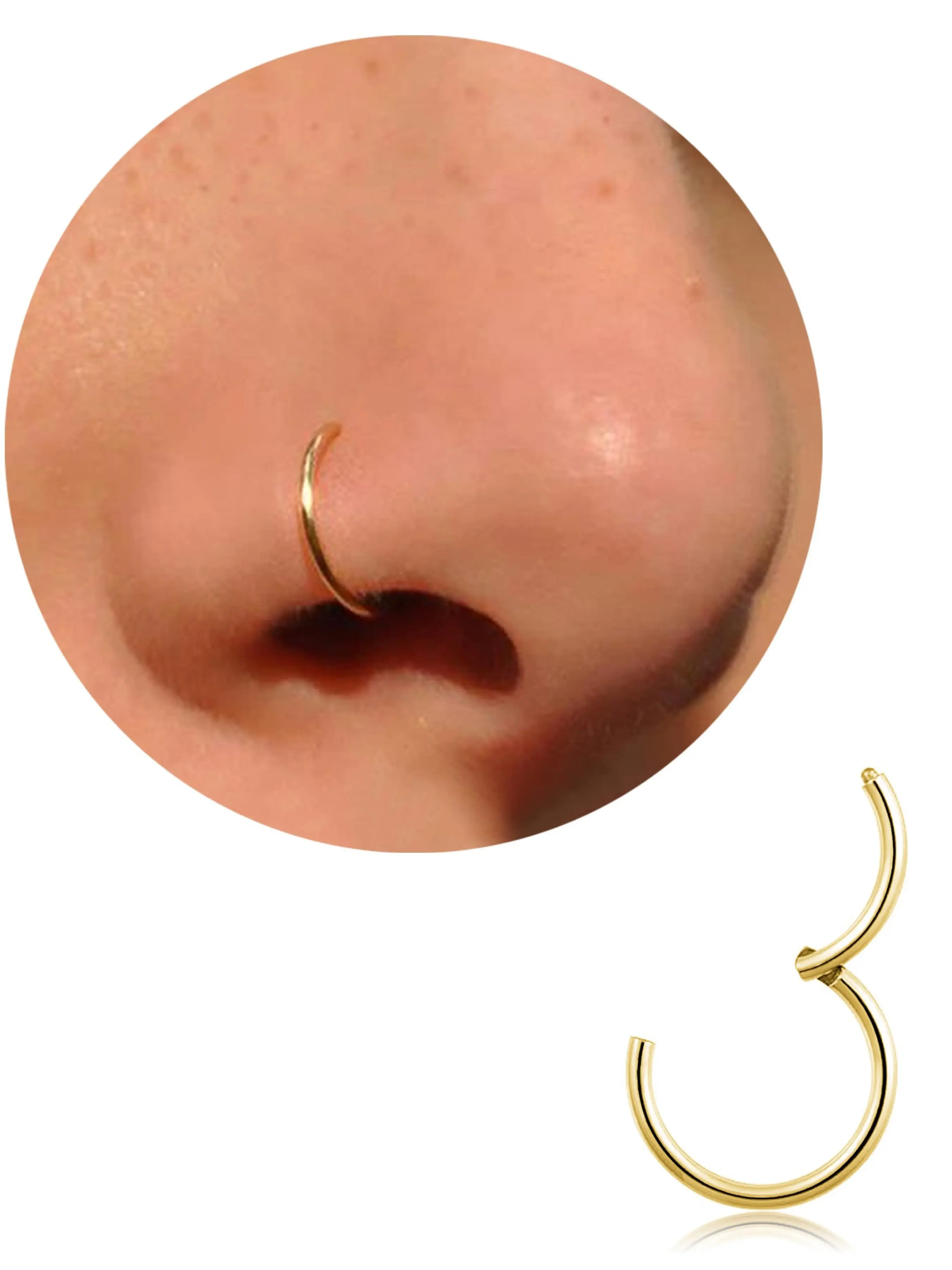 18g 316L Surgical Steel Nose Ring Hoop, Nose Rings Hoops, Hinged Nose Ring, Cartilage Hoop Earrings for Women and Men, Available in 6mm 8mm 10mm 12mm Sizes, Nose Piercing Jewelry