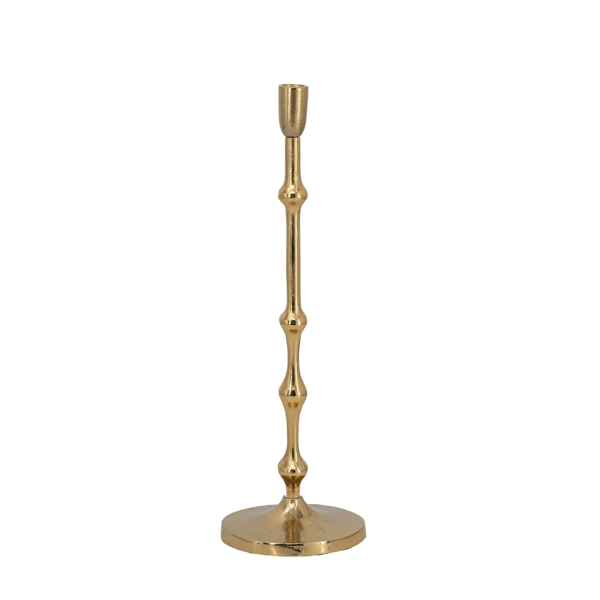 Bronze Finish Slender Aluminium Pedestal Candle Holder with Beads Accents, 4.5X15.5" ft, Industrial Indoor Contemporary Home Decor for Taper Candles, Single