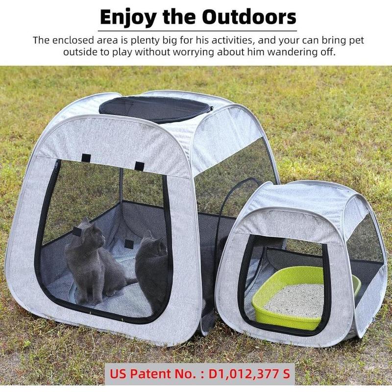 Portable Cat Playpen, Trapezoidal Design for Better Standing, Foldable Pet Tent for Indoor and Outdoor Use of Kitten and Puppy, Dog Play Enclosure, Cat Houses & Condos