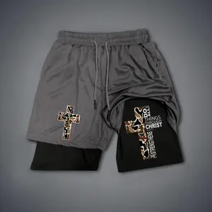 Christianity Jesus jorts outfit men 80s 90s short shorts summer camo shorts  graphic sweatshorts men gifts