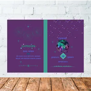Capricorn Cosmic Zodiac Journal - A5 Size, Lined Pages, Angel Number 22, Inspirational Quote, Sublimation Cover tarot card