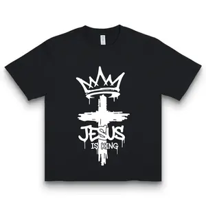 Jesus Is King Cross Crown Graphic T-Shirt, Christian Streetwear Unisex Tee, Faith Gothic Drip Style Shirt, Church Gift