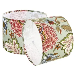 VEVOR Drum Lamp Shade 2 Set, 13 in Topx 13 in Bottomx 10 in High, Medium Drum Linen Lampshade, Replacement Lamp Shade for Table Lamps Floor Lamps Pendant Lights, Easy Assembly Required (Dark Floral)