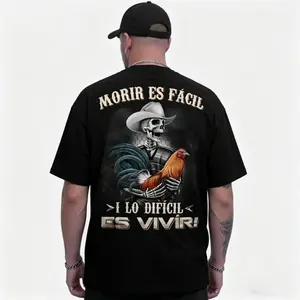 Moris Es Facil Mexican Style T-Shirt, Big Rooster Gamefowl Shirt, Father's Day Ideal Gift, Shirt For Dad For Husband For HimCotton Menswear Casual Top
