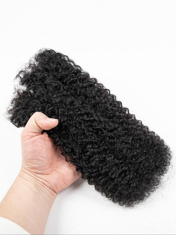 30g a pack Kinky Afro Bulk Hair Soft Real Human Hair Braiding Material, 16 Inch Dirty Bun Making Supplies, Soft African Curly Texture