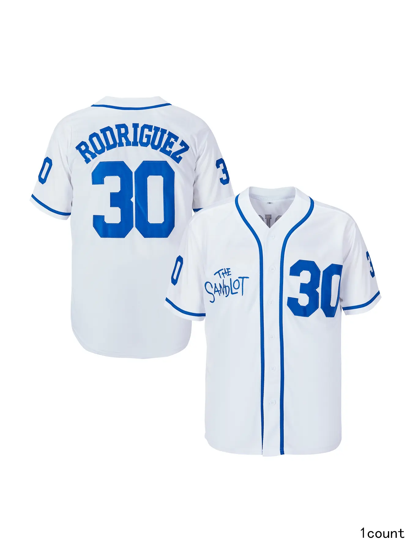 Men's Rodriguez #30 Movie Baseball Jersey, Casual V-Neck Athletic Top with Embroidered Numbers, Breathable Polyester Mesh for 90s Costume Party, Jersey Top, Athletic Tops, Apparel Jersey
