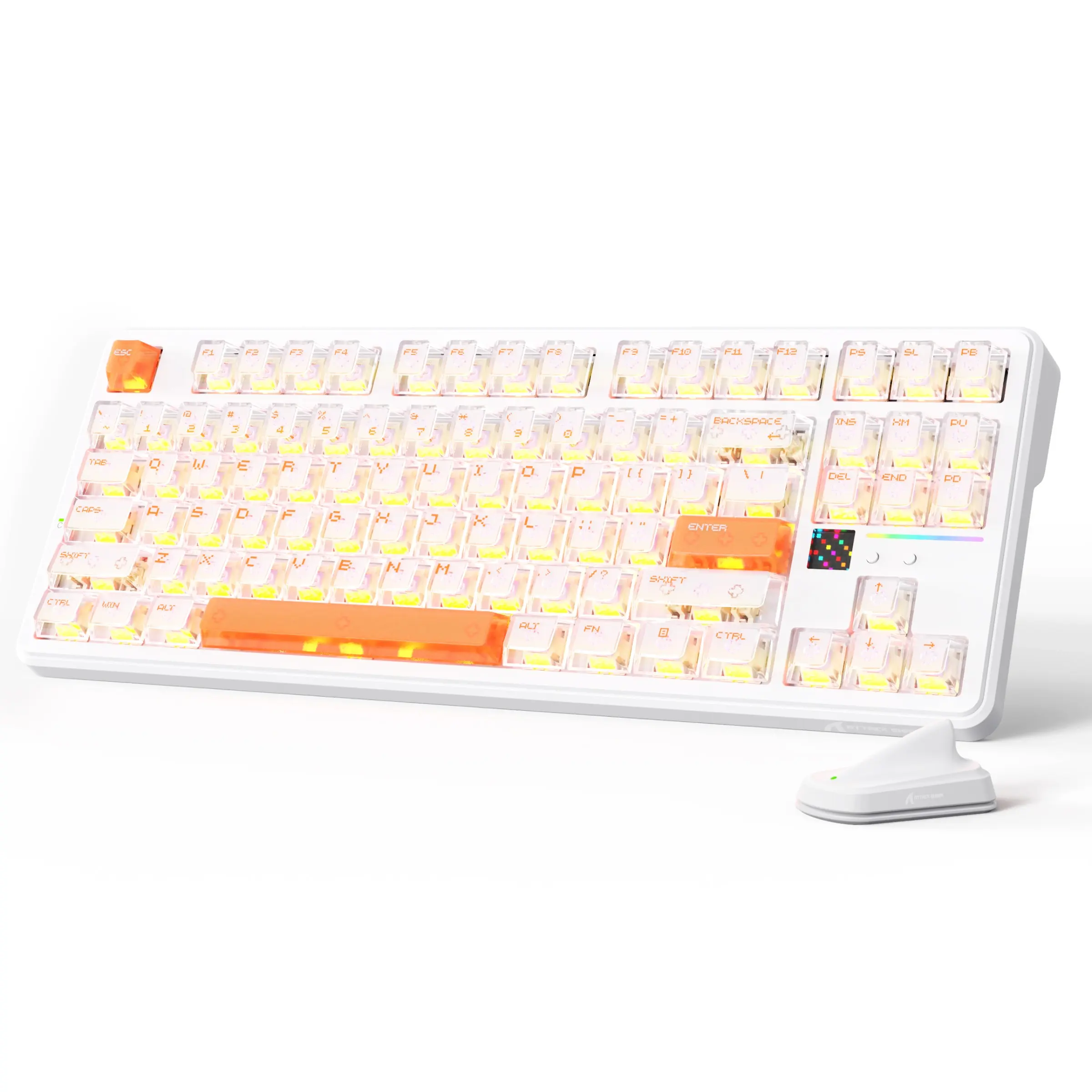 ATTACK SHARK X87 Ultra Wireless Mechanical Keyboard with 8K Wireless Receiver,10000mAh Battery, Dot-Matrix Screen, 16.8M RGB, Hot-Swappable,Programmable Keyboard for PC Gamer