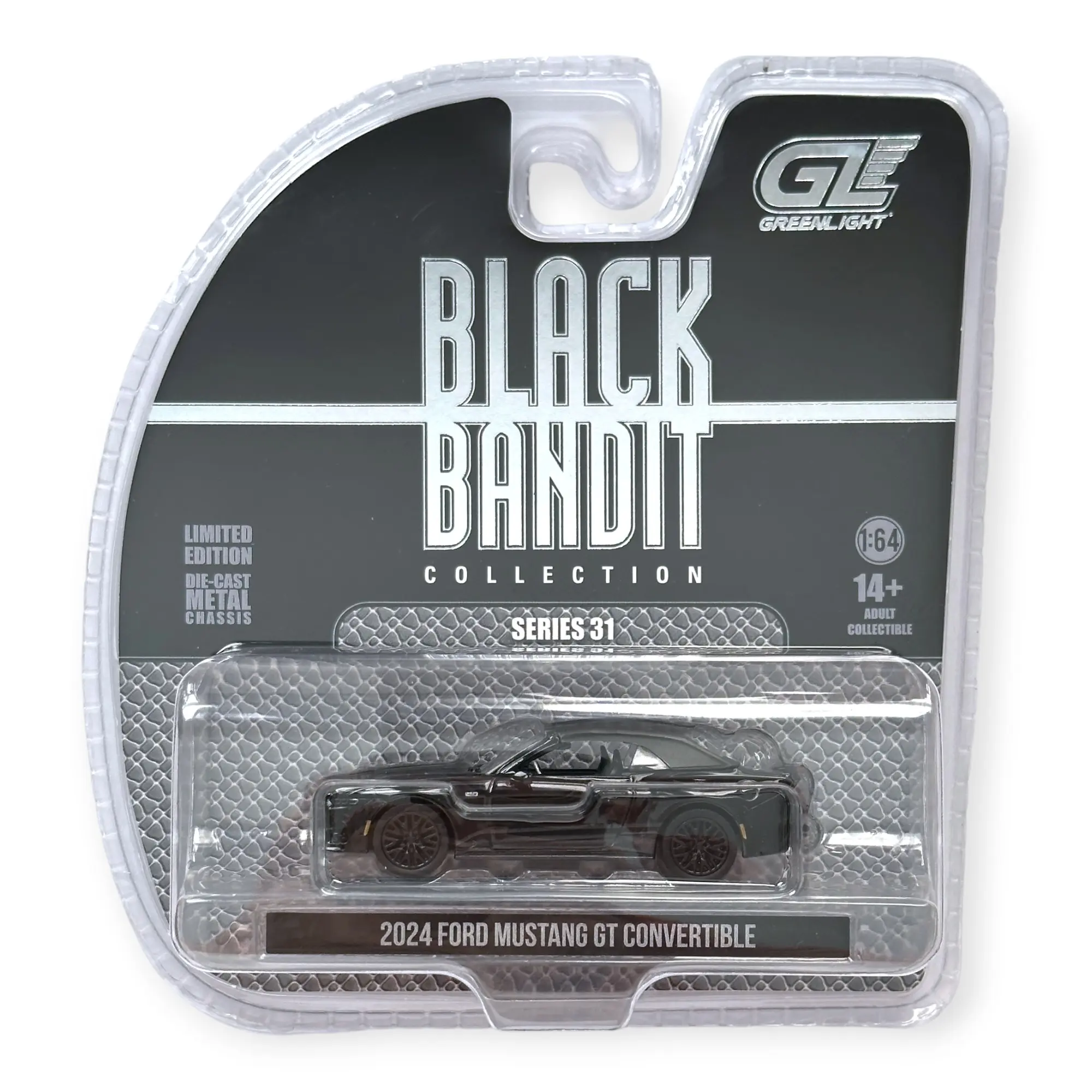 GreenLight Black Bandit Series 31 2026 – 2024 Ford Mustang GT Convertible Top Up | 1:64 Scale Diecast Model | Hot Wheels Alternative