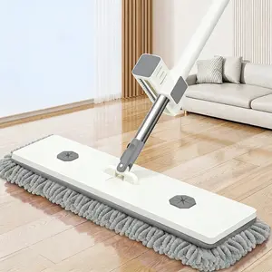 Hands-Free Chenille Mop and Bucket Set, 360° Rotating Long Handle Floor Mop, No-Touch Wringing Mop with Dirty Water Separation, Super Absorbent Easy Squeeze Cleaning Mop for Home Kitchen Bathroom Hardwood Tile Floor