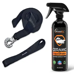 2"X12' JET SKI TRAILER WINCH STRAP WITH SS HOOK + CERAMIC SPRAY WAX (AQUASHIELD)