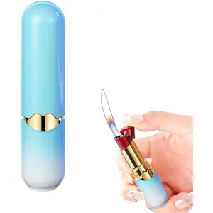 Lipstick Lighter, Butane Soft Lighter, Refillable Butane (No Gas)-Blue
