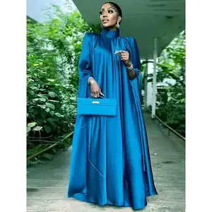 Plus Size Dress Women's New Party Gown Dress Middle Eastern Robe Stand Collar Cover-up Vacation Fashion Large Hem Long Dress