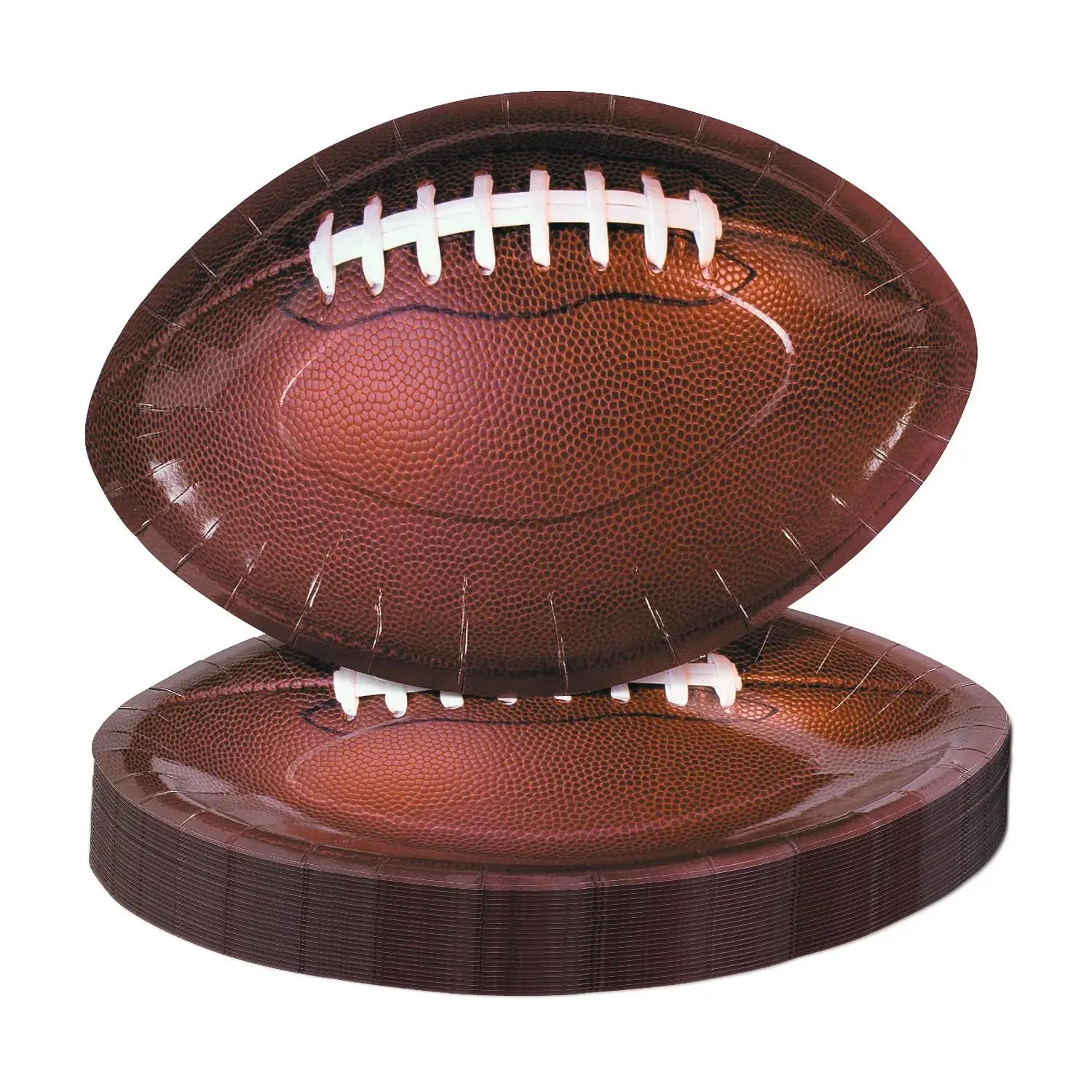 Football-Shaped Disposable Paper Dinner Plates for 24 Guests, 11"