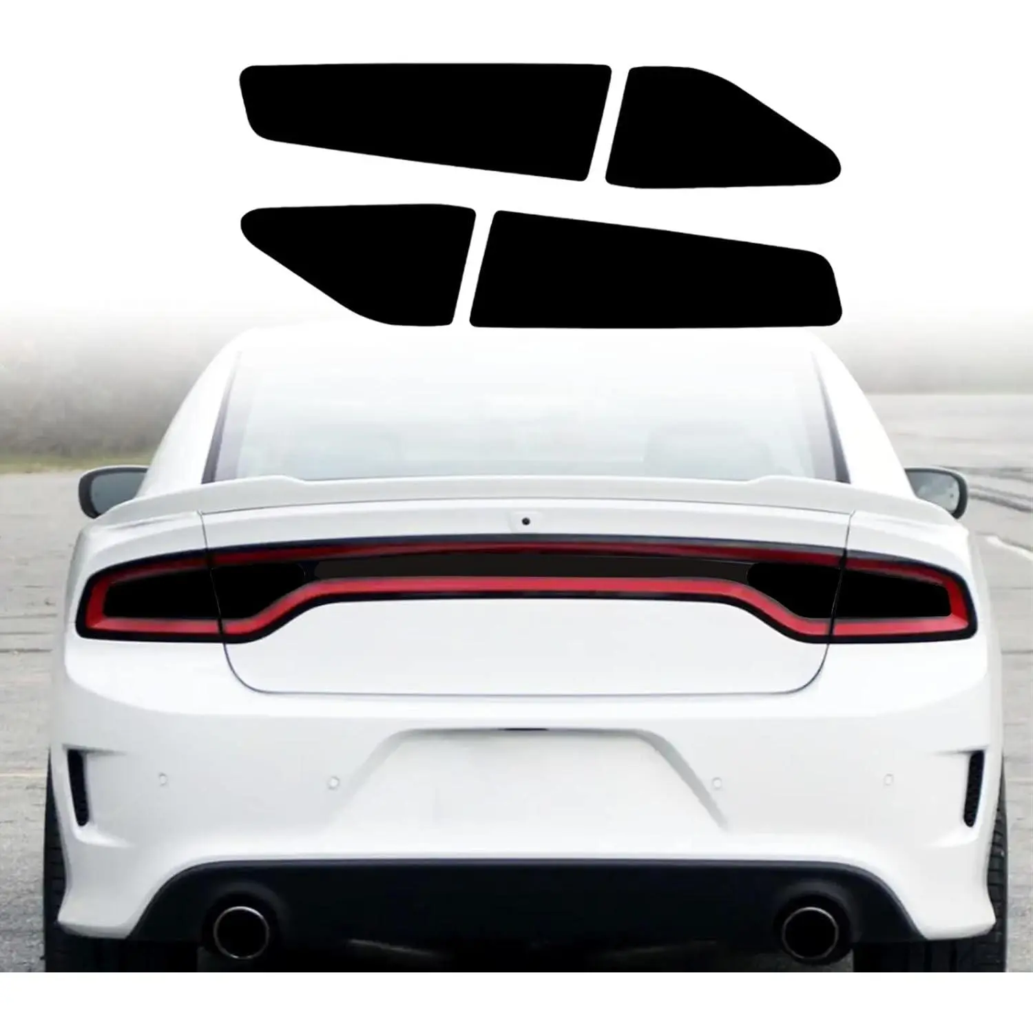1 Pair Left Right Tinted Taillights Vinyl Film Kit - Precut Overlays with Adhesive Backs, Weatherproof Taillight Wrap, Compatible with Dodge Charger 2015-2021, Car Wash Safe