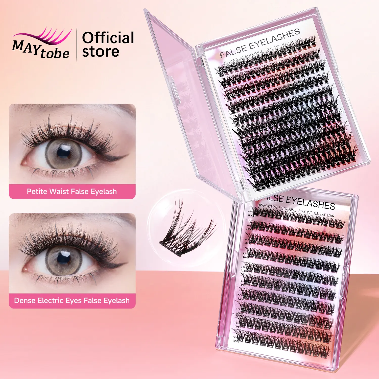 MAYtobe Lash Clusters – Natural Wispy Eyelash Clusters, 120-200 PCS C-Curl Lashes, Light & Fluffy DIY Lash Extensions at Home, with Tweezers (Glue Sold Separately)