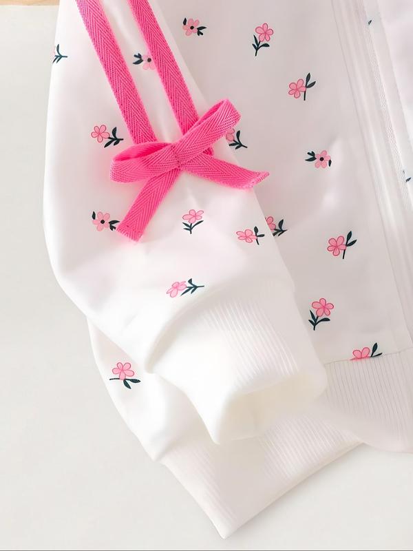 Girls Spring Autumn Floral Printed Hooded Zipper Jacket & Cuffed Long Pants Set, Toddler Cute Stylish Two-Piece for Girls, Baby Clothing Girls Spring Autumn Floral Printed Hooded Zipper Jacket & Cuffed Long Pants Set, Toddler Cute Stylish Two-Piece for Girls, Baby Clothing