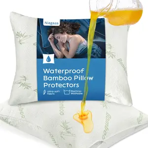 Niagara Waterproof Pillow Protectors Standard 20x26 – Viscose Made from Bamboo, Zippered, Noiseless & Breathable, Machine Washable
