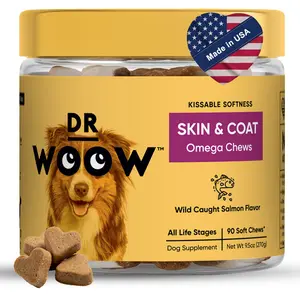 Omega-3 Skin & Coat Soft Chews for Dogs | Dr Woow outdoorfun High Protein Treats Salmon Flavor