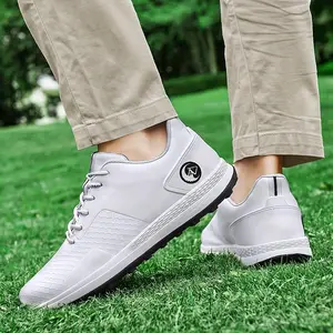 Waterproof Men's Golf Footwear - Non-Slip Breathable Athletic Sneakers with Spikes for Improved Traction