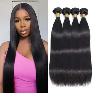 Binf Brazilian Straight Human Hair Bundles 1/3/4 Bundles Quick Weave with 4x4 13x4 Closure Brazilian Virgin Straight Hair 3 Bundles Sew in