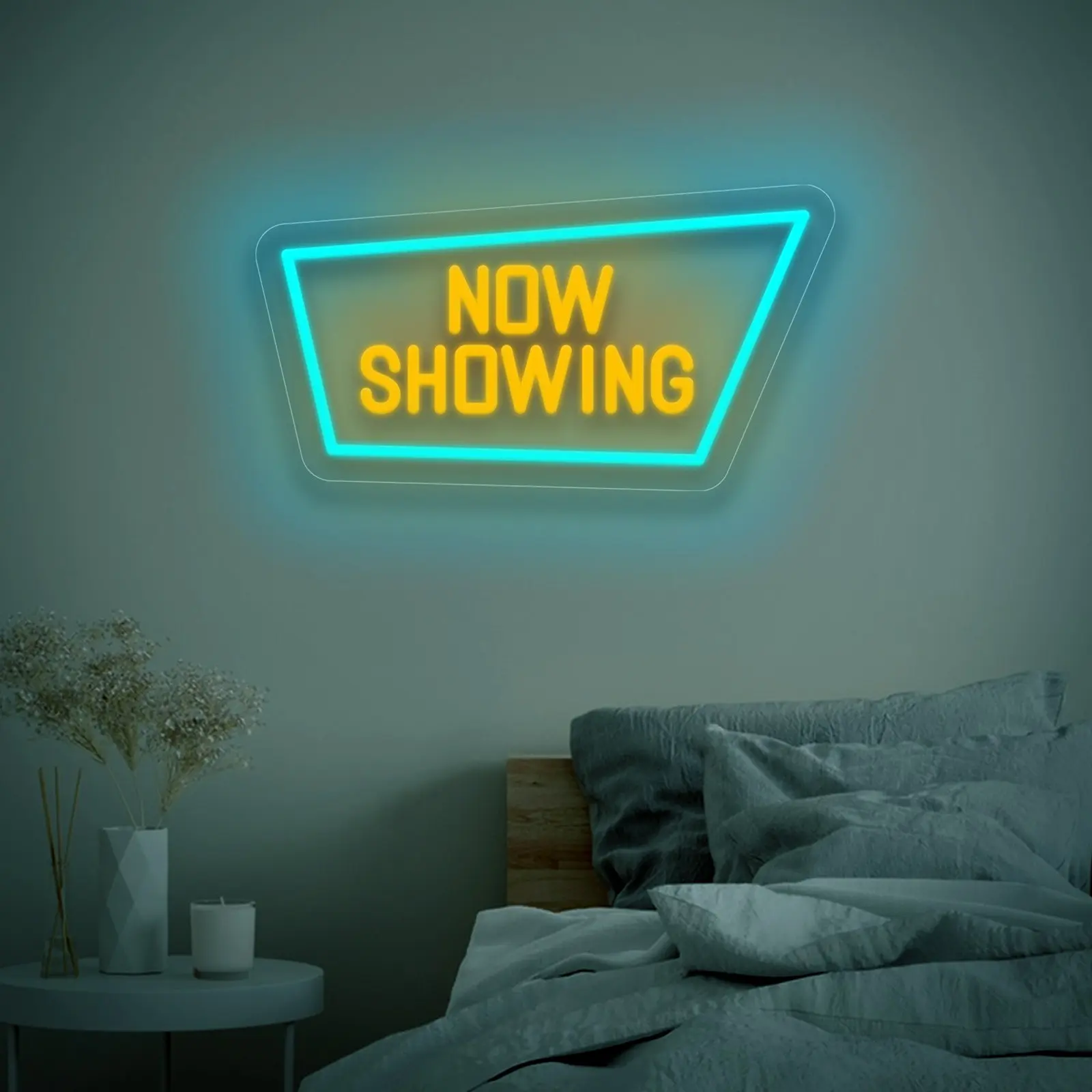 NOW SHOWING Neon Light Sign - USB-Powered LED Movie Theater Lighting with Brightness Control, Modern Cinema Decor for Home Theater, for Man Cave, Bar