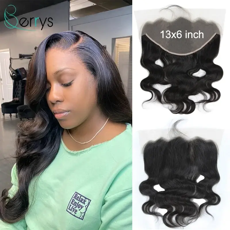 Berryshair Body Wave 13x6 HD Transparent Lace Frontal Brazilian Human Hair 13x4 Lace Front PrePlucked For Women 4x4 Lace Closure