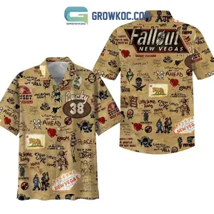 Fallout New Vegas Hawaiian Shirt, Retro Design Summer Button Down Shirt, Tropical Aloha Shirt, Gift for Him or Her