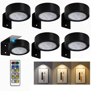 3/6pcs Battery Powered Dimmable Picture Light Magnetic Painting Lamp, 3 Lighting Modes, Remote Control, Adjustable Timer, Wireless Wall Decor Puck Light