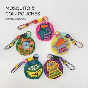 Cute Mesh Mosquito Repellent Pouch, 2-in-1 Anti-Mosquito Bag & Mini Coin Purse Keychain for Summer Outdoor