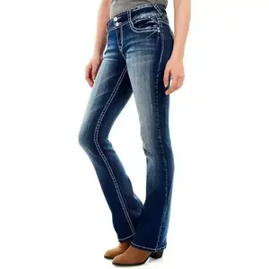 Luscious Curvy Bootcut Jeans for Women Mid-Rise Stretch Denim in Petite, Midsize, Plus Size, Juniors Jeans