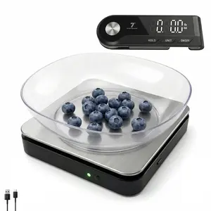 11lb/5kg Food Gram with Pull Out Display, 0.1g/0.001oz Bakery, LED Backlight, 5 Units, USB, Stainless Platform