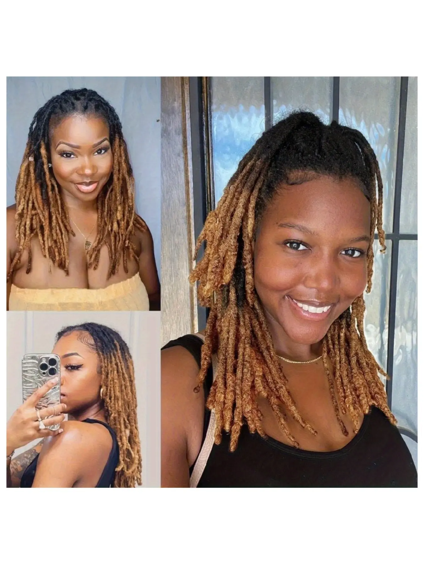0.6cm Thickness 8-16Inch 30 Strands #T1B/30 Brown Tips Ombre Color Real Human Hair Dreadlock Extensions For Man/Women Handmade Permanent Loc Extensions Bundles Can Be Dyed Bleached