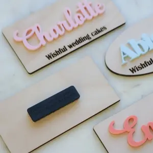 Name tag with magnetic backing holder for clothing, Wood tag, acrylic tag, Business name badge, Personalized business identification tags