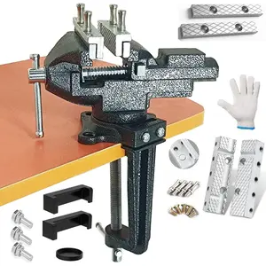 Bench Vise or Table Vise, multifunctional jaw, multi-functional Combined Vise with Quick Adjustment, Universal Rotate 360? Work Clamp- Vise, 3.3" black