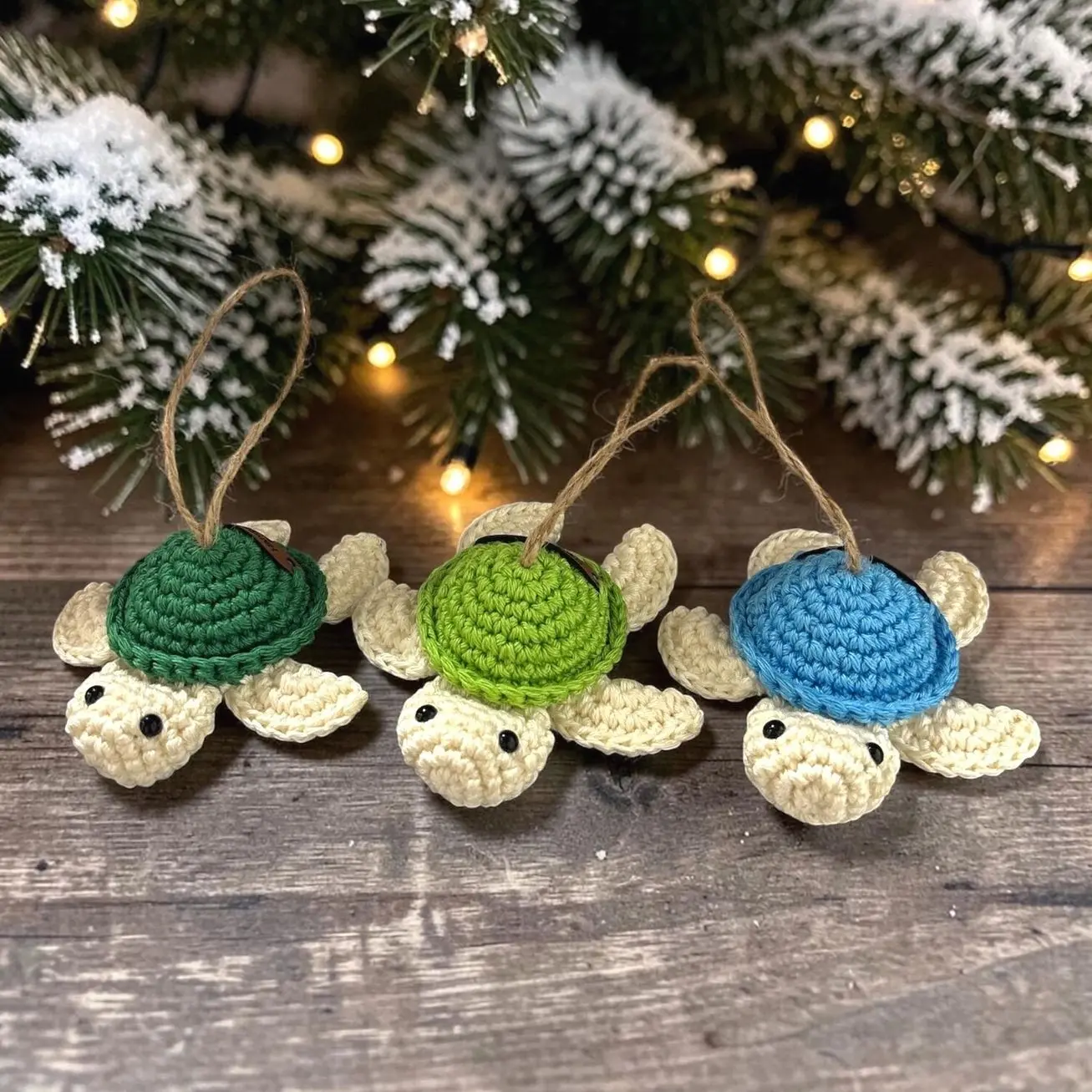 Handmade Crochet Turtle Charm, Cute Car Rearview Mirror Hanging Ornament & Keychain, Mini Sea Turtle Bag Charm, Soft Yarn Car Decor