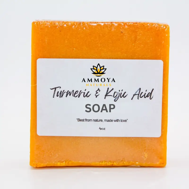 Ammoya Naturals Turmeric & Kojic Acid Soap 4oz Gentle Cleanser for Face & Body Acne Spots Bright Comfort Natural Formula