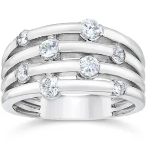 14K White Gold 1ct Real Diamond Right Hand Ring