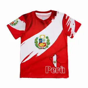Peru Soccer Jersey Red  color with Quate Logo and  Unique Diagonal