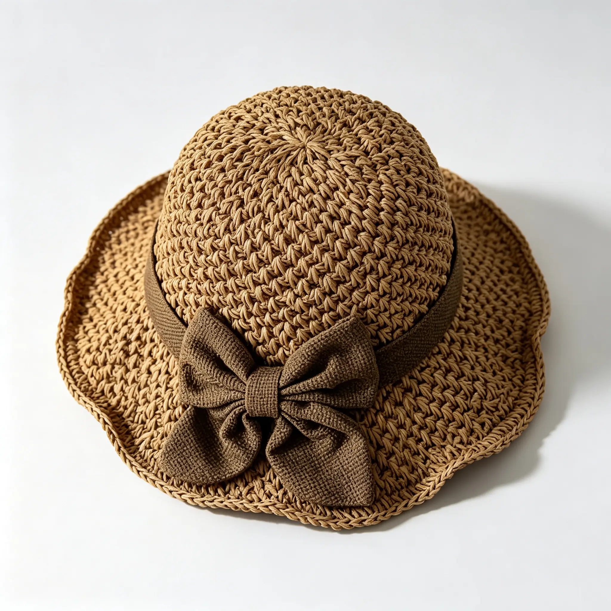 Women Hand Woven Summer Round Top Straw Hat, Packable Floppy Wide Brim Sun Hat, Lightweight Breathable UV Hat for Beach Trip Pool Party Outdoor Holiday Daily Fashion Accessory