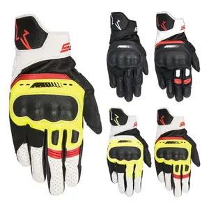 A Stars SP5 Summer Motorcycle Riding Gloves Premium Leather Touchscreen Racing Gloves Anti Slip Abrasion Resistant for Street Bike Enthusiasts