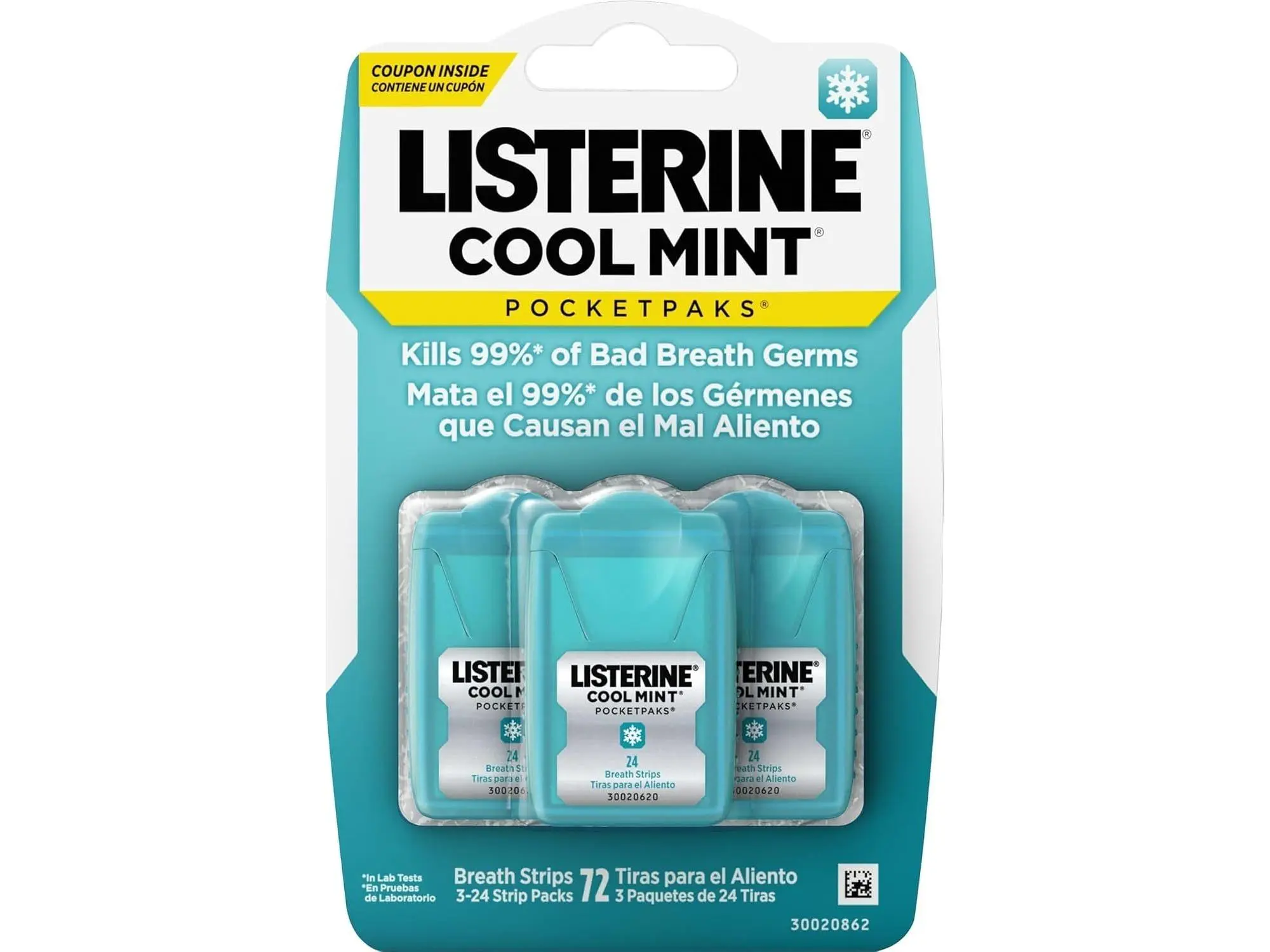 Listerine PocketPaks Breath Strips, Cool Mint, 24-Strip Pack, 3 Pack – 72 Count (Pack of 1)