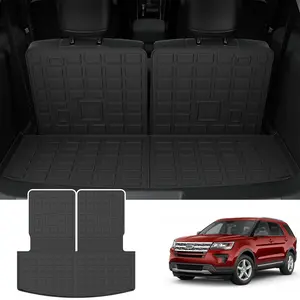 Trunk Mat with Backrest Mat Compatible with 2020-2025 Ford Explorer 6&7 Seat Cargo Liner Replacement for 2020 2021 2022 2023 2024 2025 Ford Explorer Accessories(Upgrade Trunk Mat with Backrest Mat)