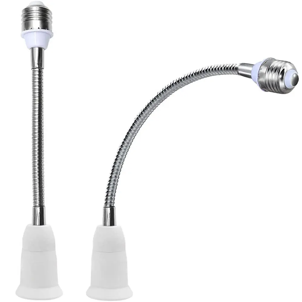 E26/E27 Bendable Gooseneck Light Socket Extender Adapter (2-Pack, Red & White) - 58cm/22.5in Extension, 165 Heat-Resistant, No Fire Hazard, Adjustable for Restaurants, Office, Exhibitions, Beautify Any Room, 22.5 Inch