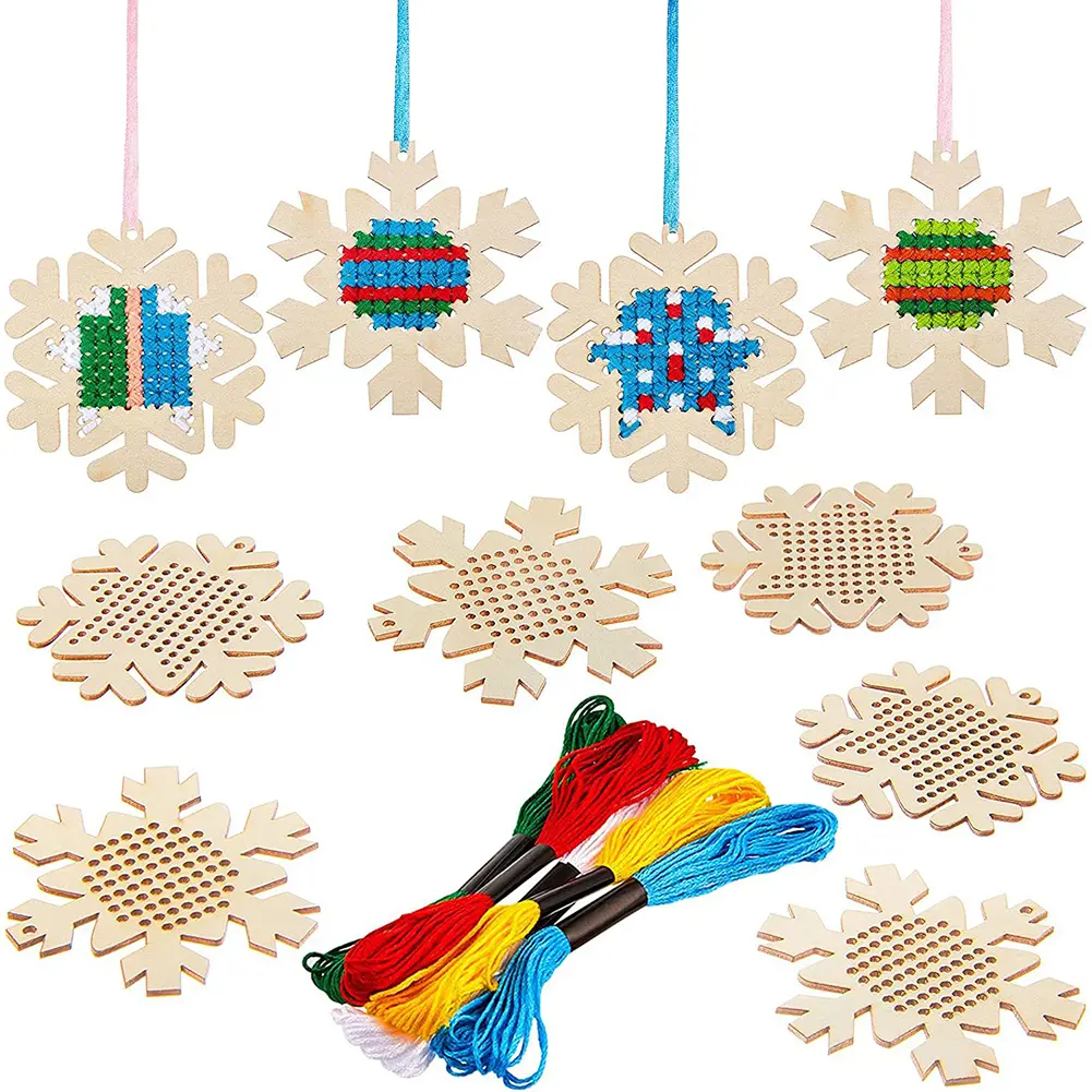 Cross Stitch Hanging Pendant Gingerbread Man 3D DIY Cross Stitch Pendant DIY Needlework Art Pendant Kit for Home Xmas Tree Decor