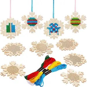 Cross Stitch Hanging Pendant Gingerbread Man 3D DIY Cross Stitch Pendant DIY Needlework Art Pendant Kit for Home Xmas Tree Decor
