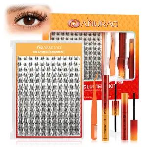 ANURAG DIY Lash Cluster Kit for At-Home Eyelash Extensions, B Curl Style, Complete Makeup Set with Bond & Seal, Remover, and Tweezers