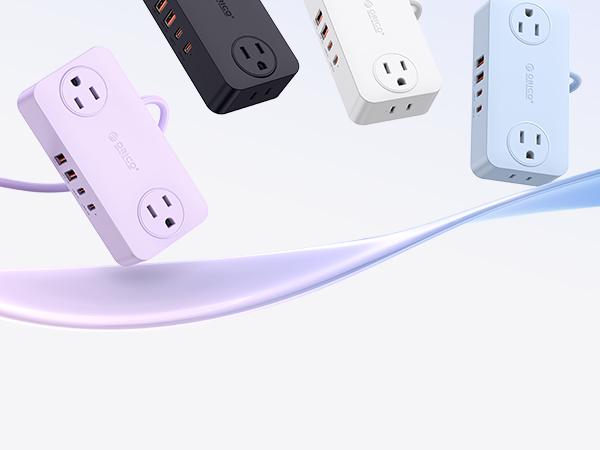 ORICO Power Strip with USB Ports, 5Ft Extension Cord for Desk, 8 in 1 Charging Station(4 *AC, 2 * USB-C, 2 * USB-A), Desk Accessories for Home, Office, Dorm Room - CPR20