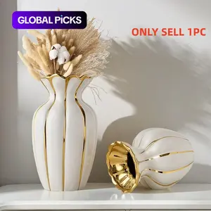 Ceramic Flower Vase, Ceramic Bouquet Vase Nordic Style, Home Decorative Vase, Elegant Home Decor for Living Room & Office Desk, Perfect for Fresh & Dried Flowers #GLOBAL PICKS